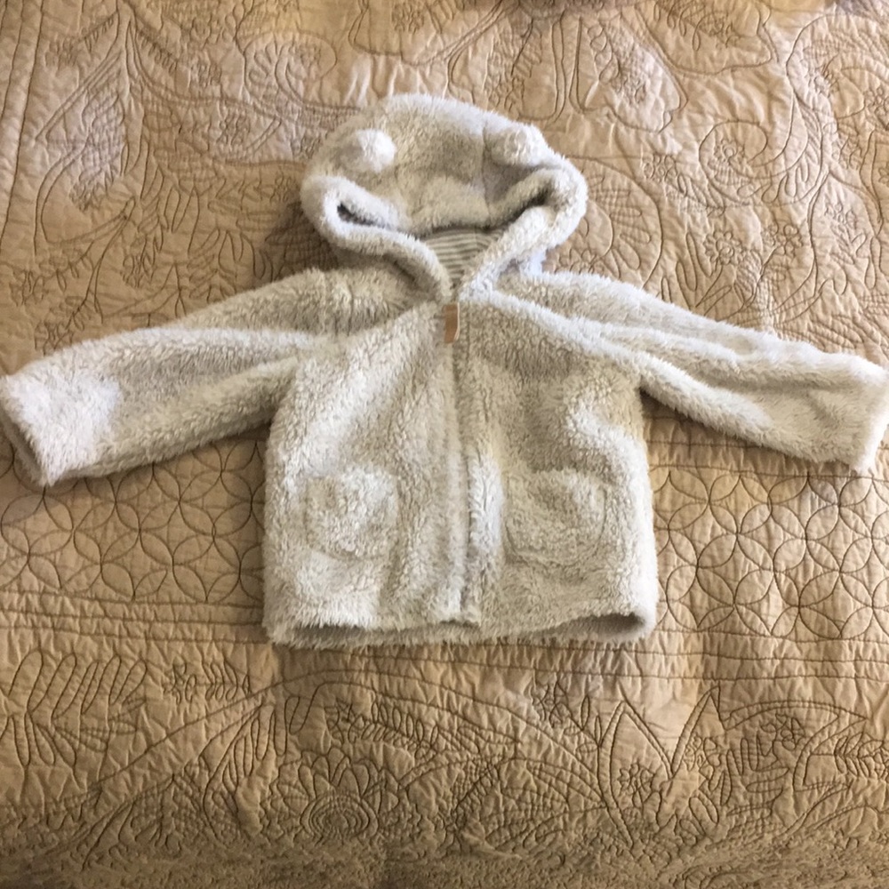 Carter’s tan fleece bear hood jacket 12M